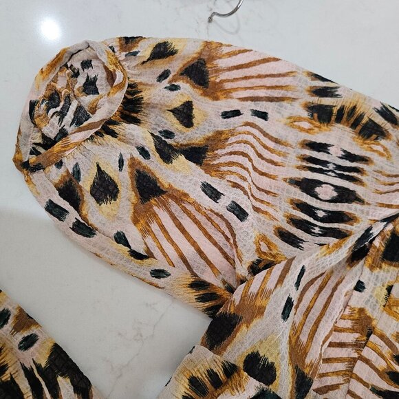 Ba&Sh Cleo Graphic Print Mini Dress Medium Bohemian Brown Maximalism Artsy - Picture 14 of 16